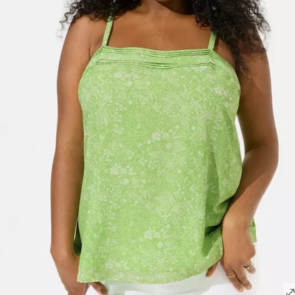 torrid Tops - Torrid Floral Greenery Square Neck Chiffon Cami